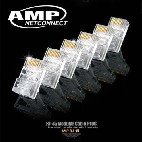 [AMP] AMP RJ-45 커넥터, CAT.5E UTP [투명/100개/비닐팩] [정품]